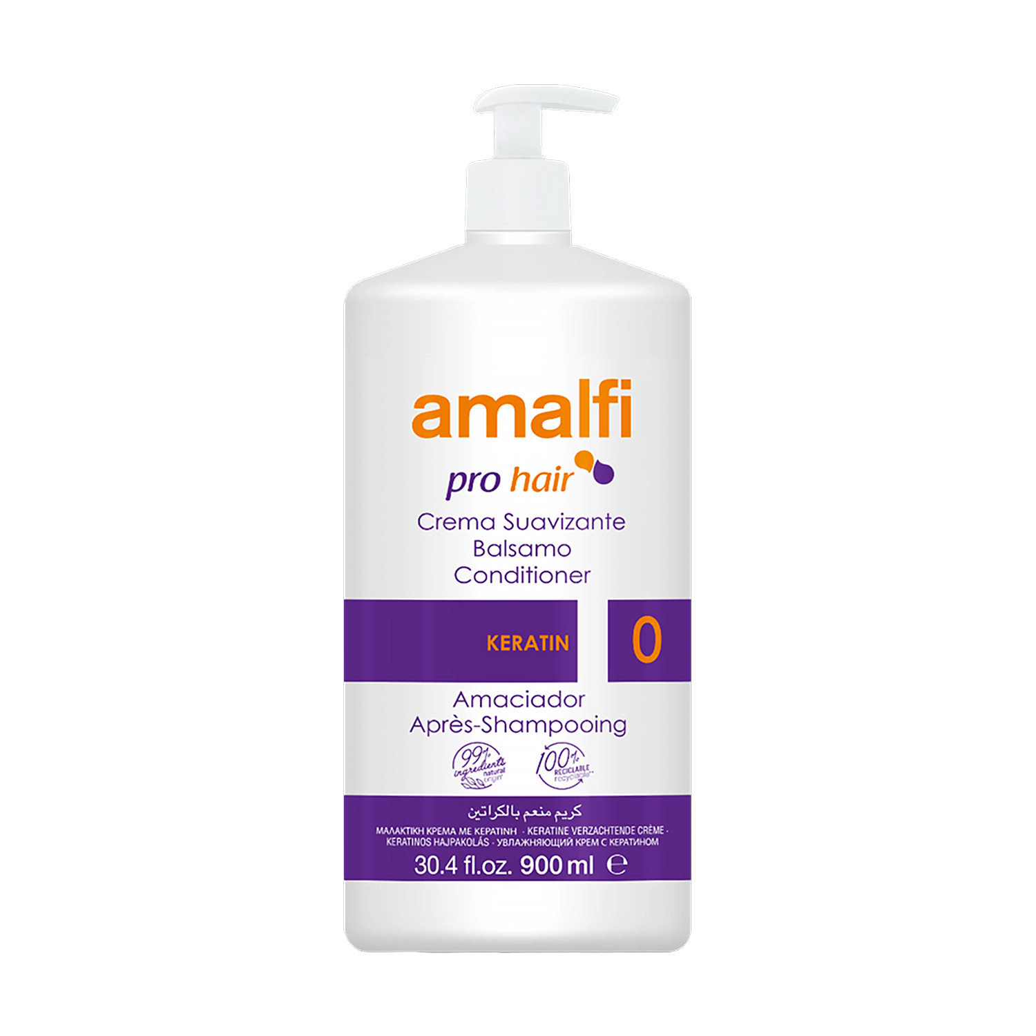Бальзам-кондиціонер для волосся Amalfi Pro Hair Keratin Balm-Conditioner з кератином, 900 мл (з дозатором)